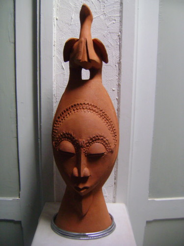 Escultura titulada "l'Egyptienne" por Nadine Trescartes (fildefériste), Obra de arte original, Terracota