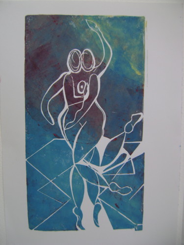 Printmaking titled "couple Polychrome N…" by Nadine Trescartes (fildefériste), Original Artwork, Linocuts