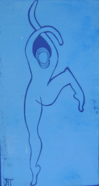danseuse "la belle bleue" Gravures & estampes intitulée "danseuse "la belle…" par Nadine Trescartes (fildefériste), Œuvre d'art originale, Linogravures