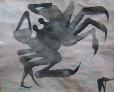 Dessin intitulée "crabe 1" par Nadine Trescartes (fildefériste), Œuvre d'art originale, Encre Monté sur Carton