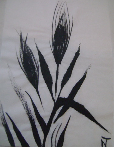 Dessin intitulée "blé" par Nadine Trescartes (fildefériste), Œuvre d'art originale, Encre