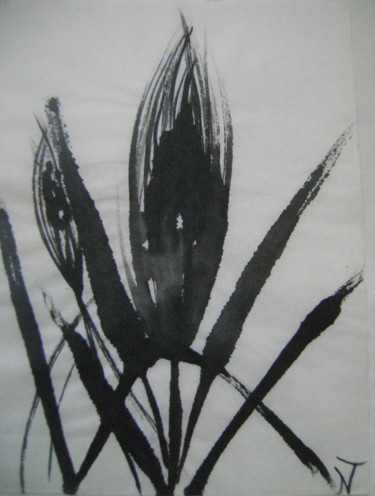 Peinture intitulée "épis de blé (blé2)" par Nadine Trescartes (fildefériste), Œuvre d'art originale, Encre