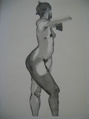 Dessin intitulée "Nu3" par Nadine Trescartes (fildefériste), Œuvre d'art originale, Stylo gel