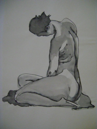 Drawing titled "Nu4" by Nadine Trescartes (fildefériste), Original Artwork, Gel pen