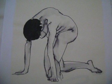 Drawing titled "Nu7" by Nadine Trescartes (fildefériste), Original Artwork, Gel pen