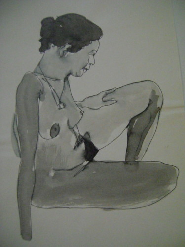 Drawing titled "Nu9" by Nadine Trescartes (fildefériste), Original Artwork, Gel pen