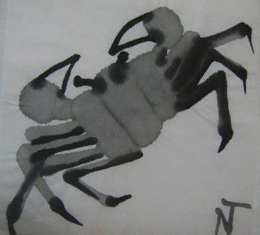 Dessin intitulée "Crabe3" par Nadine Trescartes (fildefériste), Œuvre d'art originale, Encre