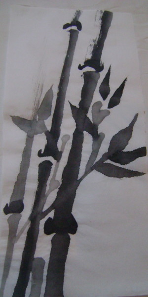 Tekening getiteld "les grands bambous 1" door Nadine Trescartes (fildefériste), Origineel Kunstwerk, Inkt