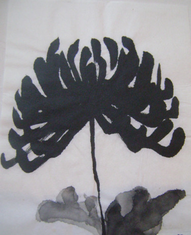 Tekening getiteld "chrysanthème 3" door Nadine Trescartes (fildefériste), Origineel Kunstwerk, Inkt