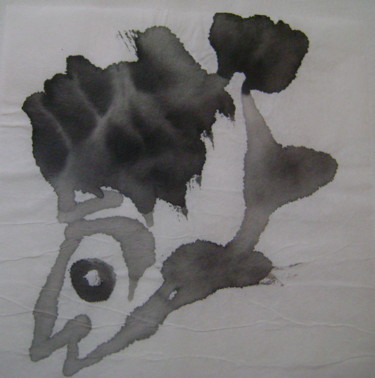 Dessin intitulée "Poisson 1" par Nadine Trescartes (fildefériste), Œuvre d'art originale, Encre