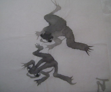 Dibujo titulada "Grenouilles2" por Nadine Trescartes (fildefériste), Obra de arte original, Tinta