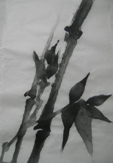 Dessin intitulée "Grand bambou 2" par Nadine Trescartes (fildefériste), Œuvre d'art originale, Encre