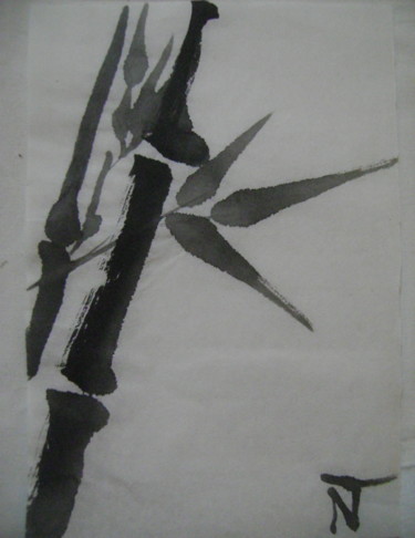 Dessin intitulée "bambou6" par Nadine Trescartes (fildefériste), Œuvre d'art originale, Encre