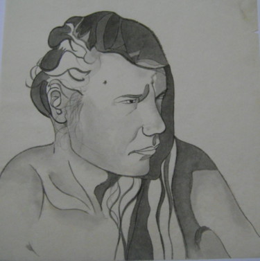 Zeichnungen mit dem Titel "autoportrait à la m…" von Nadine Trescartes (fildefériste), Original-Kunstwerk, Tinte