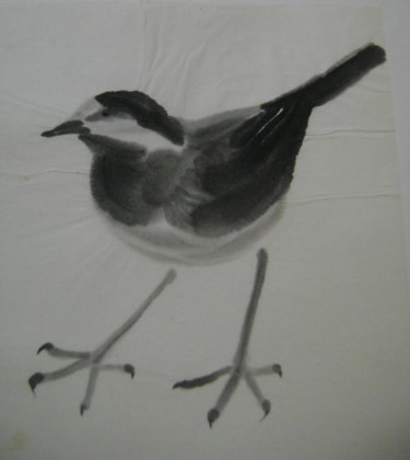 Dessin intitulée "L'oiseau" par Nadine Trescartes (fildefériste), Œuvre d'art originale, Encre