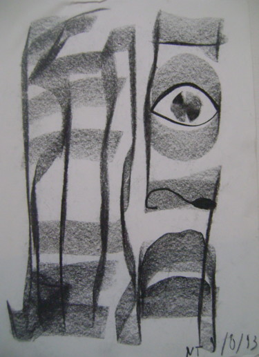 Zeichnungen mit dem Titel "Afrique" von Nadine Trescartes (fildefériste), Original-Kunstwerk, Graphit
