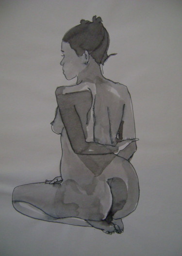Drawing titled "Nu 11" by Nadine Trescartes (fildefériste), Original Artwork, Gel pen