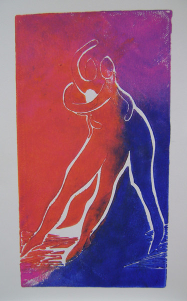 Printmaking titled ""Le passage" N°2" by Nadine Trescartes (fildefériste), Original Artwork, Linocuts