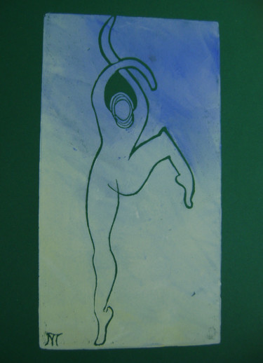 Estampas & grabados titulada "série des danseurs…" por Nadine Trescartes (fildefériste), Obra de arte original, Linograbados…