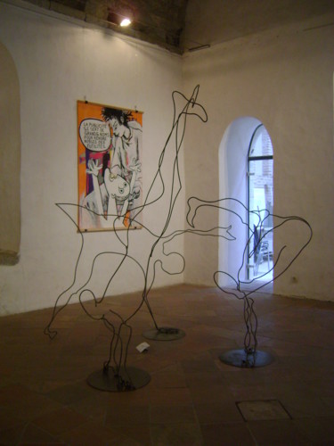 Sculpture titled "danseurs de hip-hop" by Nadine Trescartes (fildefériste), Original Artwork, Metals