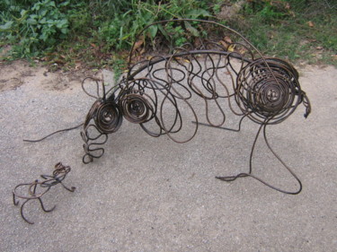 Sculpture titled ""le Tatoo et la fou…" by Nadine Trescartes (fildefériste), Original Artwork, Metals