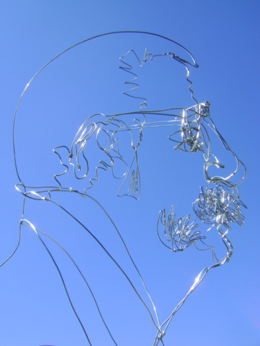 Sculpture titled ""Le père Septeur"" by Nadine Trescartes (fildefériste), Original Artwork, Metals