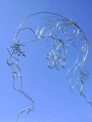 Sculpture intitulée ""trombine anonyme 1"" par Nadine Trescartes (fildefériste), Œuvre d'art originale, Métaux