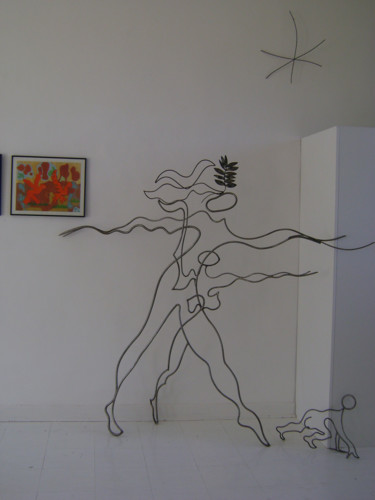 Escultura titulada ""sentinelle de la p…" por Nadine Trescartes (fildefériste), Obra de arte original, Metales