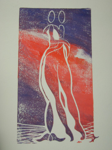 Estampas & grabados titulada "Série des danseurs…" por Nadine Trescartes (fildefériste), Obra de arte original, Linograbados