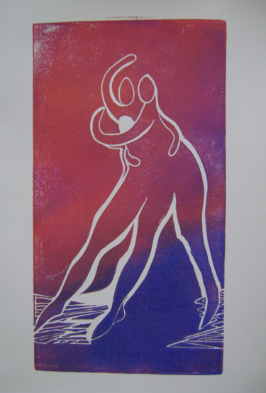 Druckgrafik mit dem Titel "Série des danseurs…" von Nadine Trescartes (fildefériste), Original-Kunstwerk, Linoldrucke