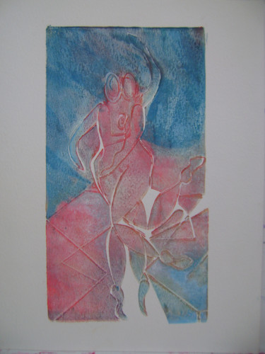 Druckgrafik mit dem Titel "Série des danseurs…" von Nadine Trescartes (fildefériste), Original-Kunstwerk, Linoldrucke