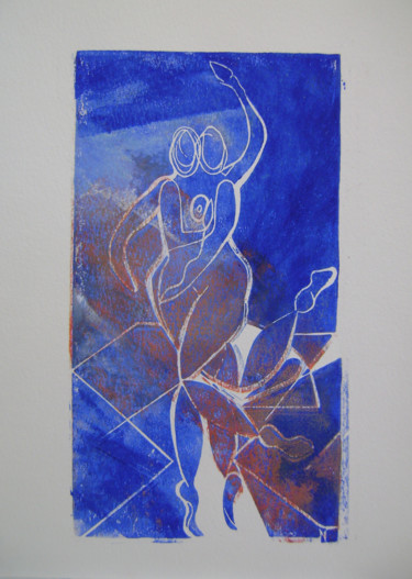 Estampas & grabados titulada "Série des danseurs…" por Nadine Trescartes (fildefériste), Obra de arte original, Linograbados