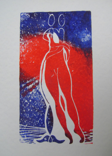 Druckgrafik mit dem Titel "Série des danseurs…" von Nadine Trescartes (fildefériste), Original-Kunstwerk, Linoldrucke