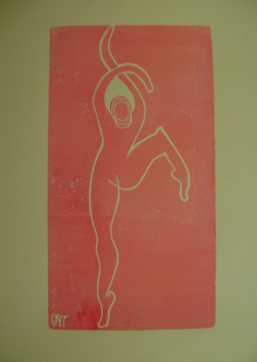 Druckgrafik mit dem Titel ""Rosa" série-des-da…" von Nadine Trescartes (fildefériste), Original-Kunstwerk, Linoldrucke