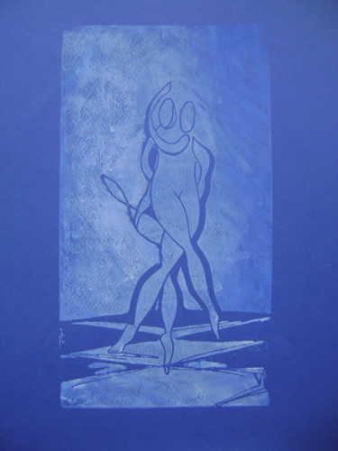 Gravures & estampes intitulée ""Malgré l'orage"" par Nadine Trescartes (fildefériste), Œuvre d'art originale, Linogravures