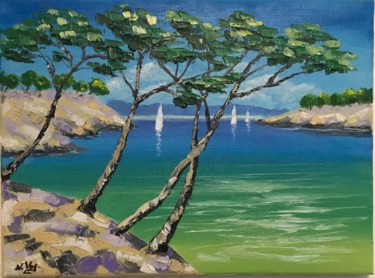 Painting titled "Summer mood" by Nadia Voro, Original Artwork, Oil Mounted on Wood Stretcher frame