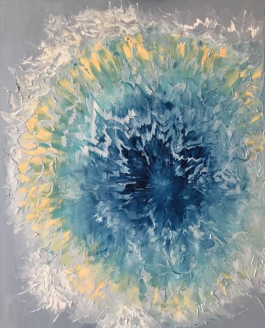 Painting titled "Blowball" by Nadia Voro, Original Artwork, Oil Mounted on Wood Stretcher frame