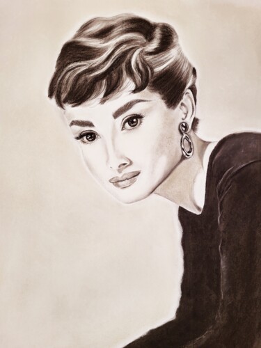 Drawing titled "Audrey Hepburn" by Nadja Schramm, Original Artwork, Pastel