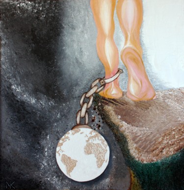 Ζωγραφική με τίτλο "wonderful eARTh. ho…" από Nadja Klimek, Αυθεντικά έργα τέχνης, Λάδι