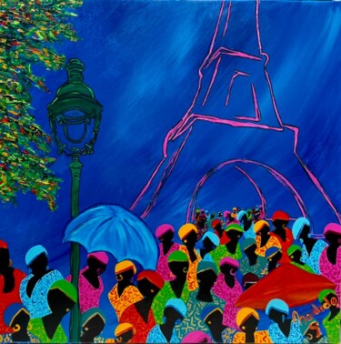 Картина под названием "Rendez vous à la To…" - Nadodo, Подлинное произведение искусства, Акрил Установлен на Деревянная рама…
