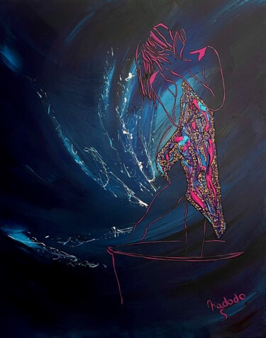 Картина под названием "Sortie de bain" - Nadodo, Подлинное произведение искусства, Акрил Установлен на Деревянная рама для н…