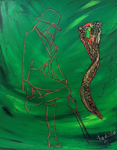 Schilderij getiteld "Cabaret" door Nadodo, Origineel Kunstwerk, Acryl Gemonteerd op Frame voor houten brancard