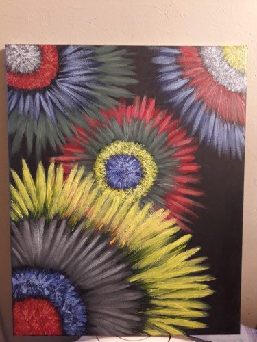 Painting titled "Feu d artifice" by Nadia Espi, Original Artwork, Acrylic