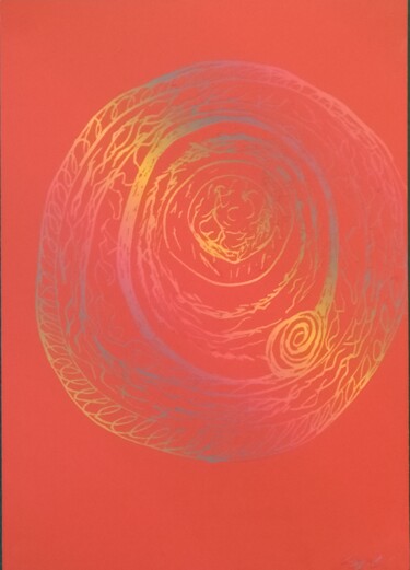 Dessin intitulée "Jupiter et ces form…" par Nadia Espi, Œuvre d'art originale, Carte à gratter