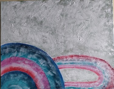 Painting titled "Saturne glacée" by Nadia Espi, Original Artwork, Acrylic Mounted on Wood Stretcher frame