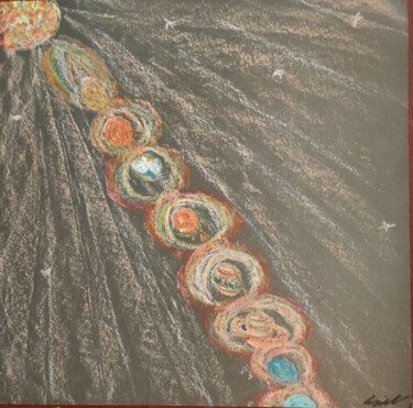 Pittura intitolato "Système solaire" da Nadia Espi, Opera d'arte originale, Gesso