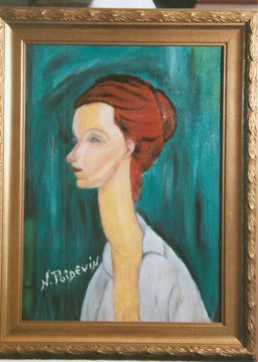 Peinture intitulée "Femme au chignon" par Nadine Poidevin, Œuvre d'art originale