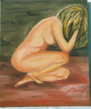 Peinture intitulée "pensée de femme" par Nadine Poidevin, Œuvre d'art originale