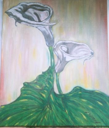 Peinture intitulée "arums" par Nadine Poidevin, Œuvre d'art originale