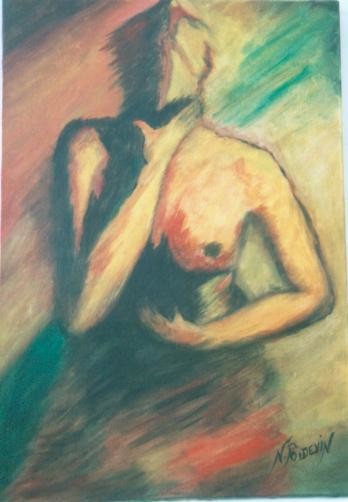 Painting titled "sensualité" by Nadine Poidevin, Original Artwork, Oil